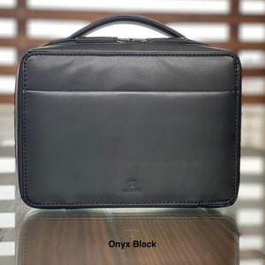 Handmade Leather Tech Organiser, Gadget Organiser - Onyx Black Colour