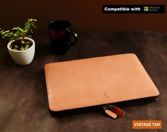 Leather Microsoft surface laptop 15, Microsoft surface laptop 13.5, Surface Book 15 and 13.5 with document holder pocket