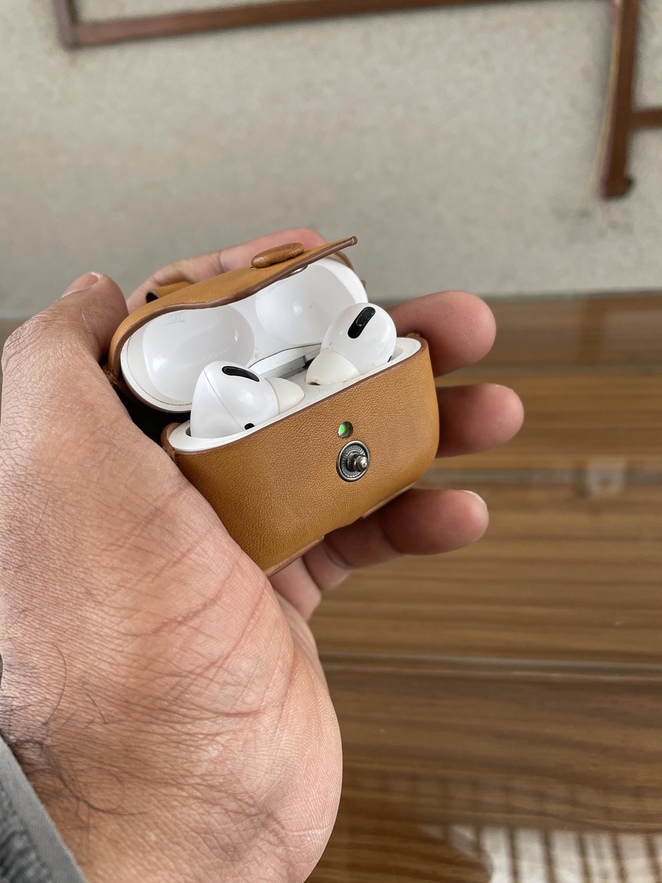 AirPod Case Handmade Luxury Grey & Brown AirPod Case. Golden