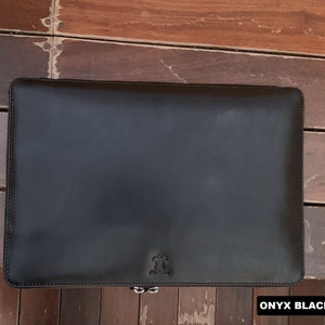 Custodia in pelle per laptop Borsa con tasca porta documenti per MacBook, HP, Lenovo, DELL, ASUS 12 pollici 13 pollici 14 pollici 15 pollici 16 pollici 17 Onyx Black