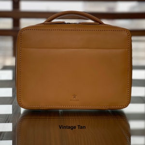 Handmade Leather Tech Organiser, Gadget Organiser - Vintage Tan