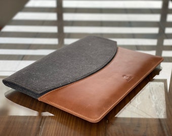 Custom fit Leather Felt Laptop Case for Samsung Galaxy, MacBook, DELL XPS, Lenovo, Surface laptops