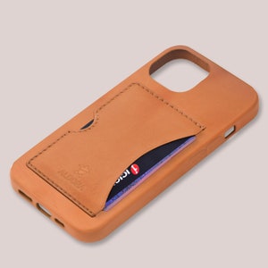 Leather iPhone 12 Case, Leather iPhone 12 Pro Case, Leather iPhone 12 Pro Max Case, Leather iPhone 12 mini Case with Card Pocket Vintage Tan