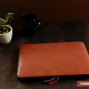 Custodia in pelle per laptop con tasca portadocumenti per MacBook, HP, Lenovo, DELL, ASUS - 12 pollici, 13 pollici, 14 pollici, 15 pollici, 16 pollici, 17 pollici