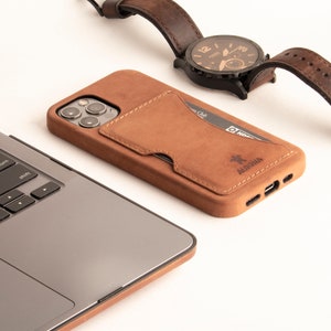 Leather iPhone 12 Case, Leather iPhone 12 Pro Case, Leather iPhone 12 Pro Max Case, Leather iPhone 12 mini Case with Card Pocket Dark Soil