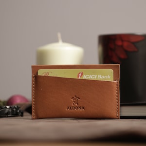 Cartera con bolsillo frontal más delgada personalizada con protección RFID, funda para tarjetas con 2 bolsillos para tarjetas y 1 bolsillo para dinero en efectivo