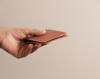 Portefeuille en cuir minimaliste BiFold personnalisé pour cartes et espèces, portefeuille mince avec protection RFID