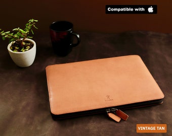 Personalised Leather MacBook Pro 14 Sleeve, Pro 16, Air 13 15 case M1 M2 M3 M4 M5 2025 2026 2024