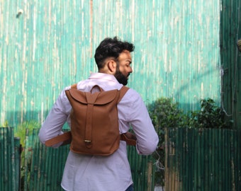 Handmade Soft Leather Travel Backpack 12 Ltr for Small Vacation or City Tour or a Hike