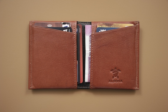 Personalised Business Card Case 2 Front Pockets and 2 Inner Pockets for Cards and Cash with RFID Protection