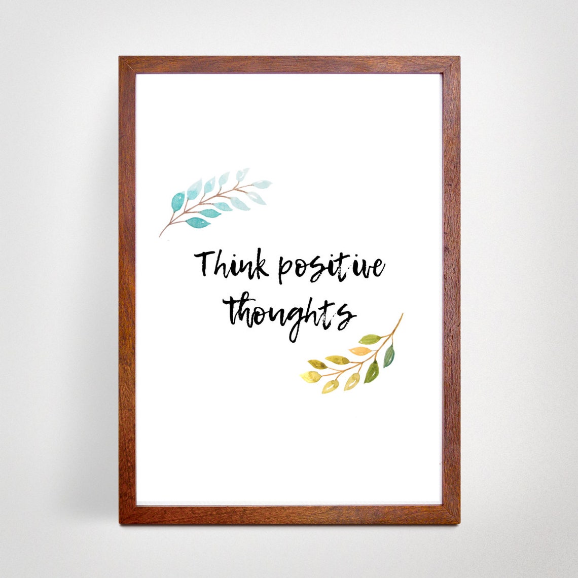 Printable wall art // think positive thoughts // inspirational Etsy