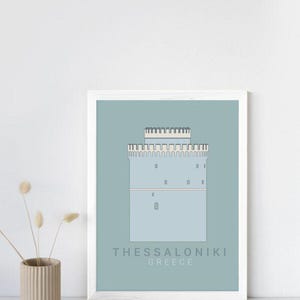 Minimalist Thessaloniki White Tower Poster | Greece Wall Art | Greek Cultural Decor | Travel-Inspired Home Decor | Modern Greek Art Print