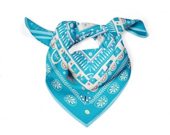 CYCLADES Silk Scarf Midas Turquoise | Beautiful Pieces Inspired From Nature, Culture, History | Hand Rolled Scarf Personlized Gift Idea