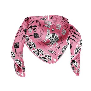 Beautiful CYCLADES Silk Scarf Jungle Pink - Nature & Ancient Greek Ceramic Drawings -Luxury Piece of Mythical Greek Design