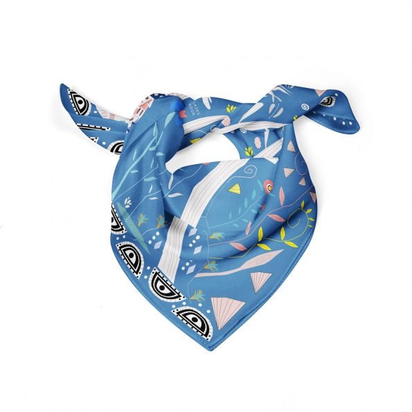 Gorgeous CYCLADES Silk Scarf Santorini | Inspired by the Frescoes of Akrotiri on Santorini Island | 100% Silk Twill | Dry Clean Only
