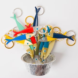 Multicolor Sardine Keyring | Unique Symbolic Shape Keychain | Perfect Small Gift for Friends Family | Fun Accessory for Keys & Bags