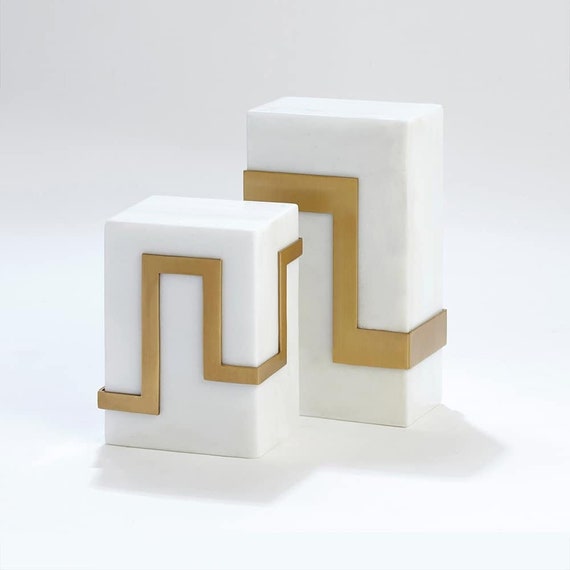 ANAKTAE Rhoe Bookends | Handcrafted Decorative Bookends | Unique Greek Cultural Gifts | Ideal for Home Office Decor & Sm