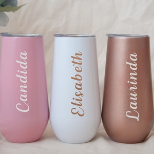 Personalized Champagne Tumbler,blush Tumbler,custom Champagne Flute,rose  Gold Tumbler,wine Tumbler,wedding Gift,personalized Gift 