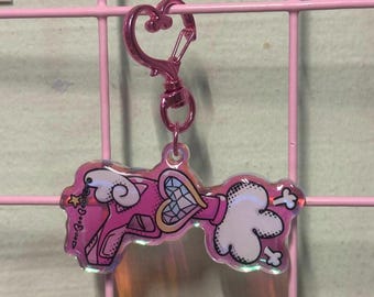 Heart Gun Holographic Acrylic Charm