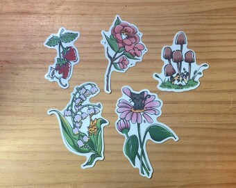 Flora and Fauna Cats Stickers