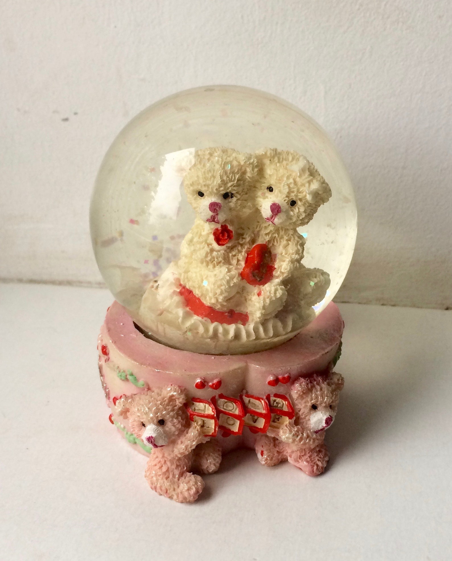 Teddy Bears with Heart Glass Snow Globe / Snow Dome / Water Etsy