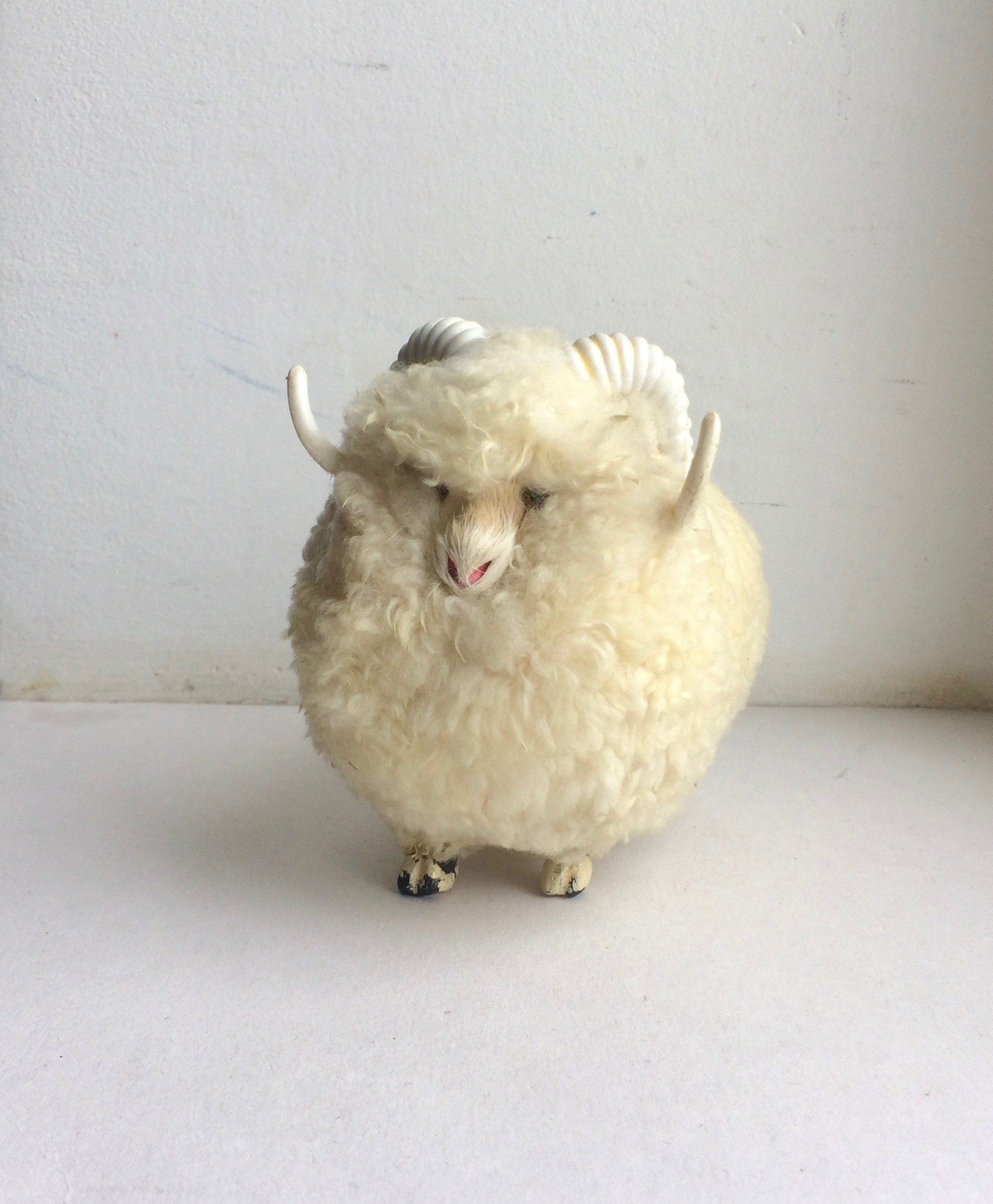 Vintage Ram / Sheep Figurine with Real Fur Coats Vintage Etsy