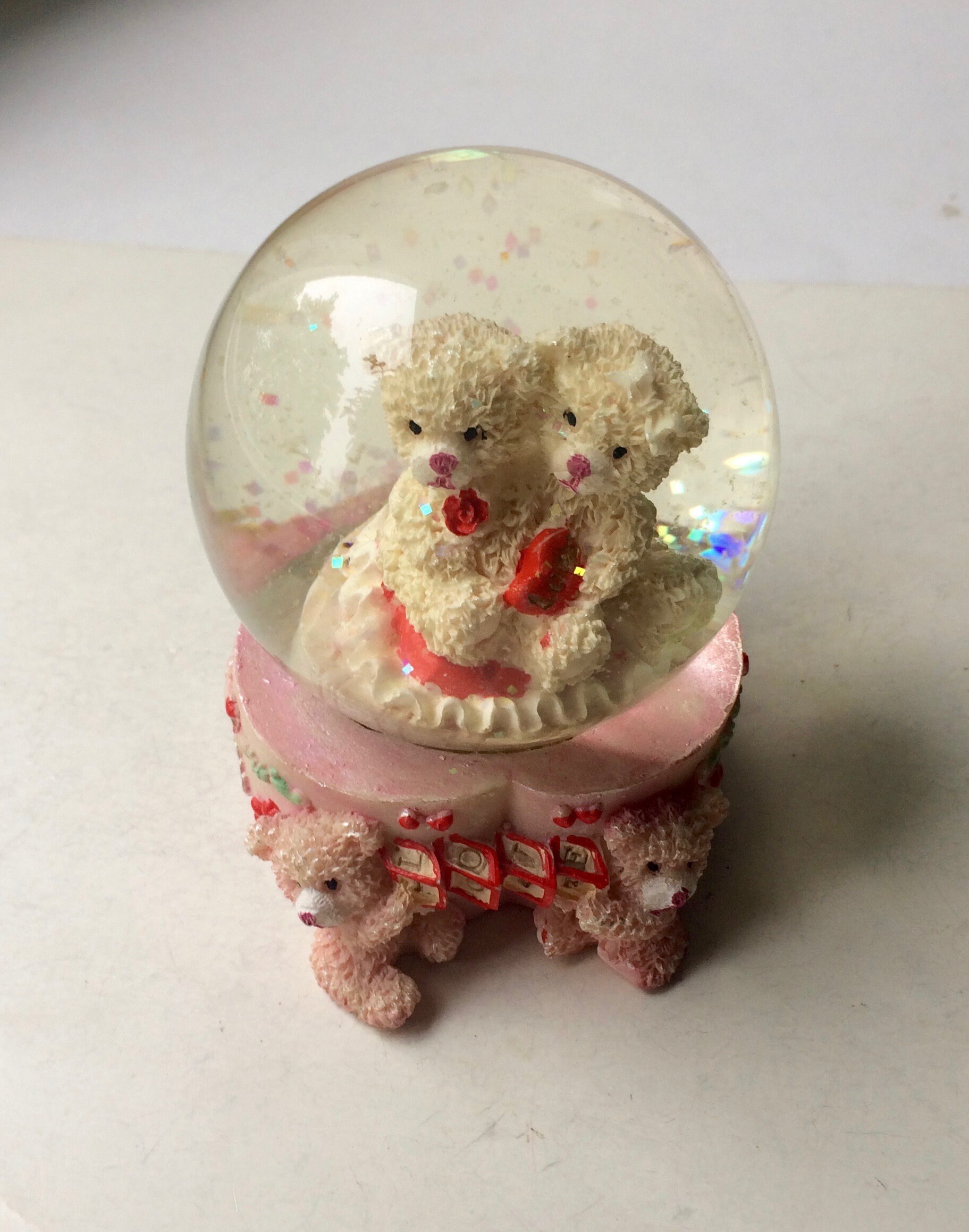 Teddy Bears with Heart Glass Snow Globe / Snow Dome / Water Etsy