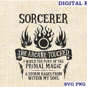 Sorcier svg, Sorcier classe dnd svg, Sorcier emblème donjons et dragons svg, png, vector clipart Silhouette SVG fichiers Cricut
