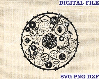 dnd svg, d and d svg, dungeons and dragons SVG svg dice 20 magic, png, Polyhedral dice svg, Silhouette File for Cricut, RPG dnd svg vector