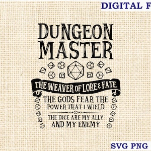 DnD svg, Dungeon master svg, Dungeons and Dragons svg, D20 dados svg, d y svg, DM vector clipart Silhouette Cut File Cricut svg png