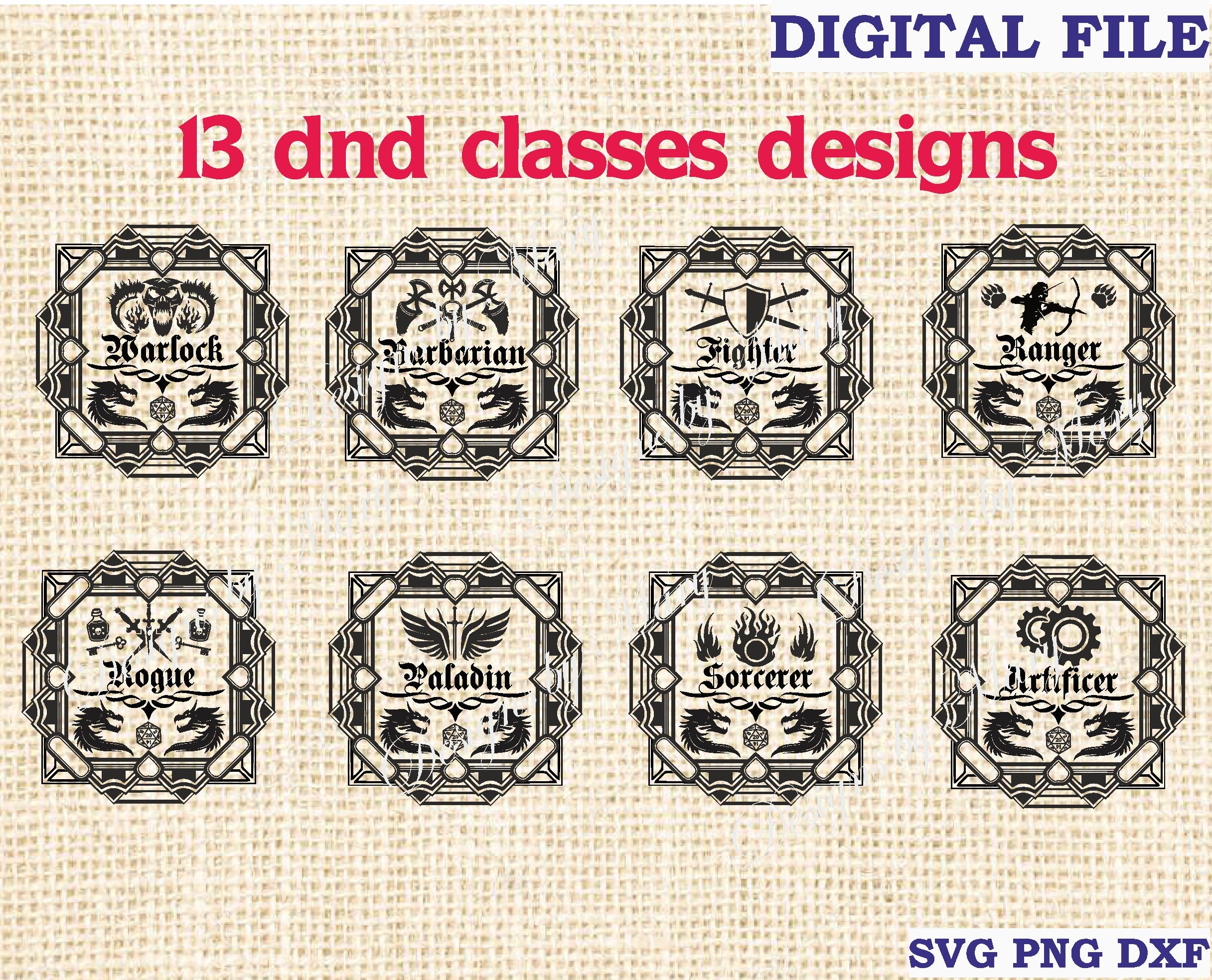 Emblems For Pathfinder RPG Dnd Class Emblems Bundle Pack 13 Pcs, Dnd Svg, D and D Svg Rpg ...
