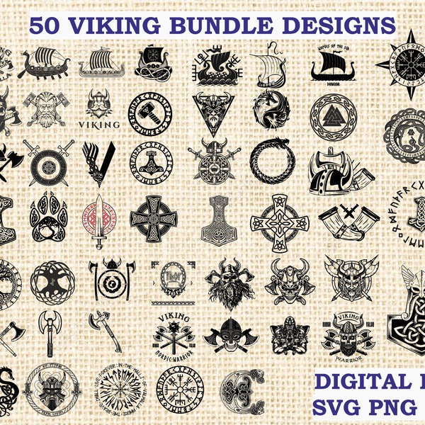Viking Bundle Pack Svg 50 pcs, Celtic svg, Tree of Life svg, Viking symbols svg, Viking ship svg, PNG, SVG Files for cricut Silhouette