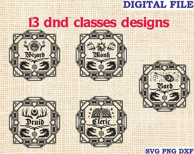 Dnd Svg, Dungeons and Dragons Svg, Dnd Class Bundle Pack 12 Pcs, D and ...