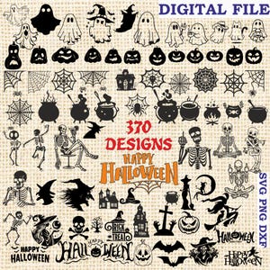 Halloween Bundle Pack SVG 370 pcs, Halloween Vector Cut file, Ghost bundle, Halloween Pumpkin Svg, Witch svg Cricut file Silhouette svg