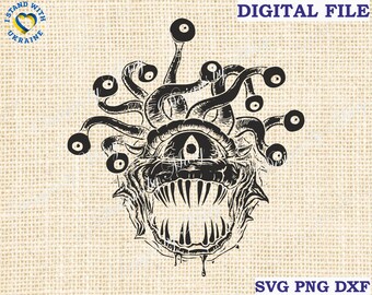 Imágenes prediseñadas vectoriales de Beholder SVG para Cricut, camiseta de Beholder, D&D SVG, Dungeons and Dragons SVG, D&D SVG, Dice 20 SVG, Cricut SVG, imágenes prediseñadas de RPG
