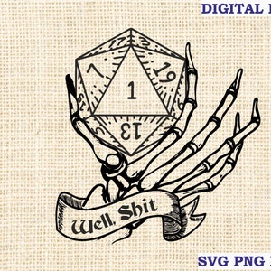 Well shit SVG, dnd svg, well shit logo, dnd shirt svg, Dungeons and Dragons svg, png, RPG svg gesneden bestanden, Silhouette Cut File voor Cricut