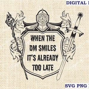 dnd svg, Dungeon master SVG, När dm ler t-shirt svg, Dungeons and Dragons svg, d och d svg, png, Silhouette Cut File för Cricut