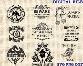 Bundle Pack SVG 9 pcs dnd, d and d svg, Dungeons and Dragons svg, Dungeon master svg Silhouette SVG for Cricut, DM Svg rpg vector clipart