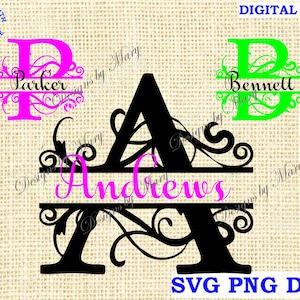 Split Monogram SVG, Split Monogramm Rahmen Alphabet svg, Monogramm Alphabet svg für Cricut, Split Letter Rahmen svg, Silhouette Critcut Dateien