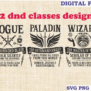 dnd SVG, paquete de emblemas de clase dnd de 12 piezas, Dungeons and Dragons SVG, D y D SVG RPG, archivo Silhouette SVG para Cricut,