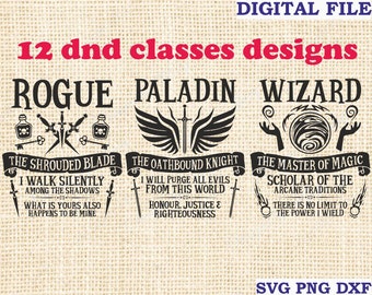 dnd svg, dnd class emblems Bundle Pack 12 pcs, Dungeons and Dragons svg, d and d svg rpg, Silhouette SVG file for Cricut,