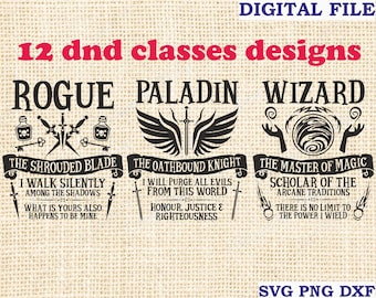 dnd svg, dnd class emblems Bundle Pack 12 pcs, Dungeons and Dragons svg, d and d svg rpg, Silhouette SVG file for Cricut,