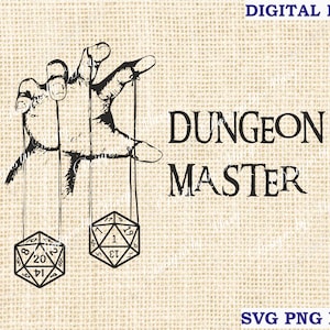 Dnd dm SVG, Dungeon Master SVG, Dungeons and Dragons SVG, DnD camisa SVG, Dados 20 SVG, DnD vector clipart, dados SVG, Archivo de corte Cricut SVG PNG