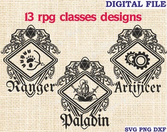 dnd class svg, dnd Bundle Pack 13 pcs, d and d svg rpg, Dungeons and Dragons svg, DnD Vector Clip Art, Silhouette SVG file for Cricut,