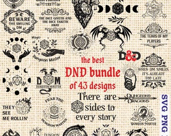 Bundle Pack 43 pcs dnd svg, Dungeons and Dragons svg, d and d svg, Dungeon master svg, dnd png, Silhouette SVG for Cricut, vector clipart
