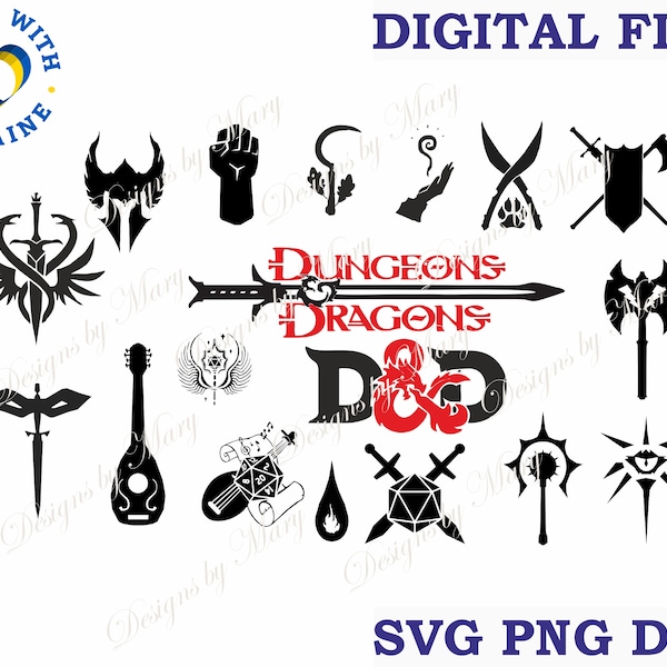 DnD Classes Bundle Pack SVG 18 pcs, Dungeons and Dragons Classes bard svg, Commercial Use Silhouette SVG file for Cricut, d and d svg rpg