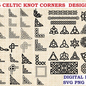 Esquinas celtas svg 46 piezas, nudo celta svg, banda celta svg, Trinity Knot Vector Cut, símbolos vikingos svg, PNG, archivos SVG para cricut