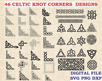 Celtic corners svg 46 pcs, Celtic knot svg, Celtic band svg, Trinity Knot Vector Cut, Viking symbols svg, PNG, SVG Files for cricut