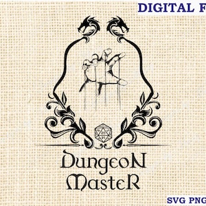 DnD svg, Dungeon master svg, Dungeons and Dragons svg, D20 dice svg, d and svg, DM vector clipart Silhouette Cut File Cricut svg png