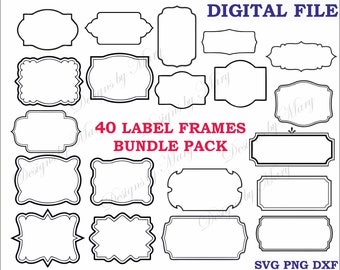 May include: A set of 40 black and white label frames in various shapes and sizes.  The frames are perfect for adding a touch of elegance to your projects.  SVG PNG DXF.
